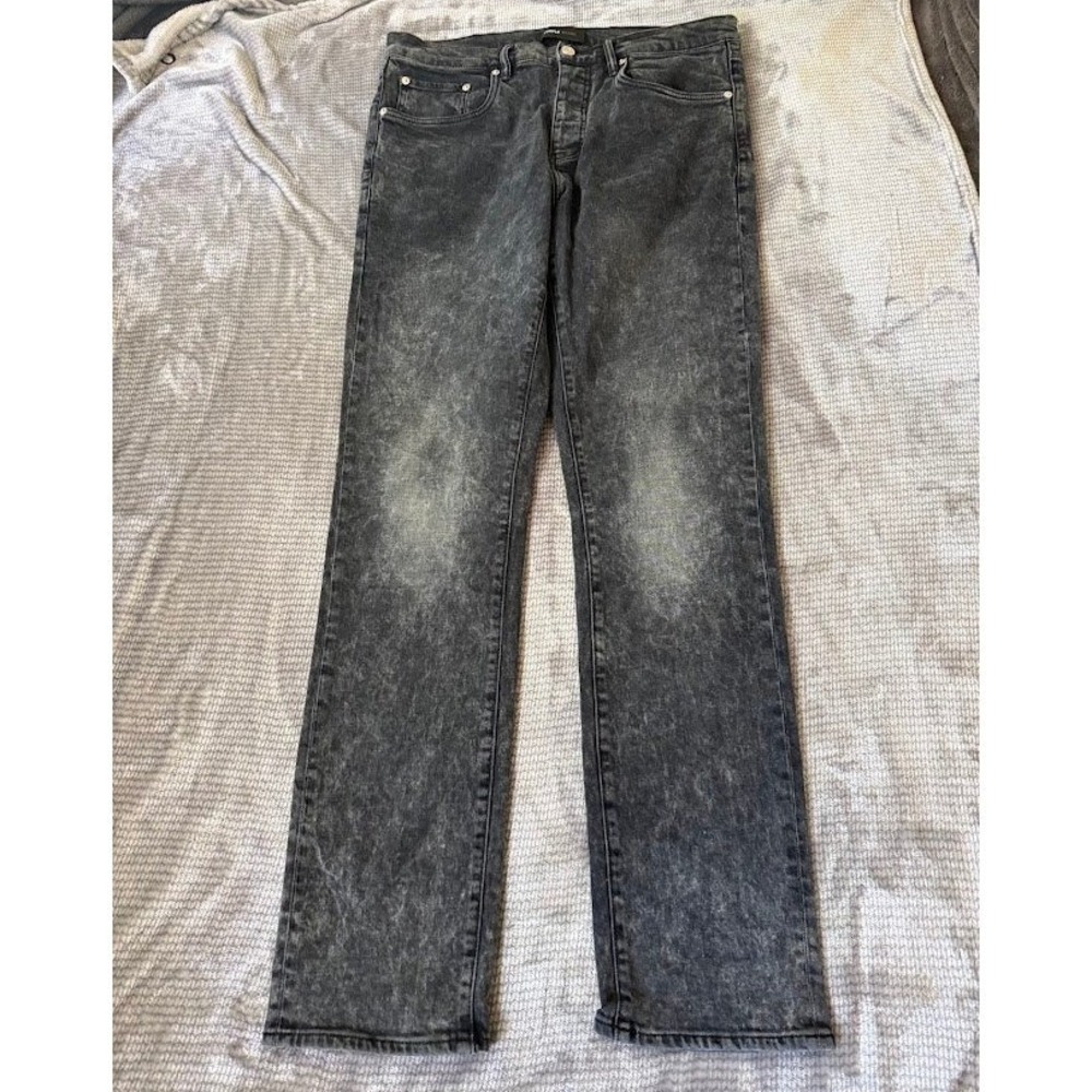 Purple Brand P005 Mens Black Acid Wash Slim Fit Denim Jeans Size 34X33